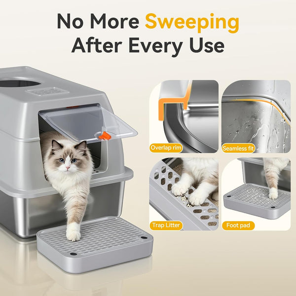 Spacious Stainless Cat Litter Box